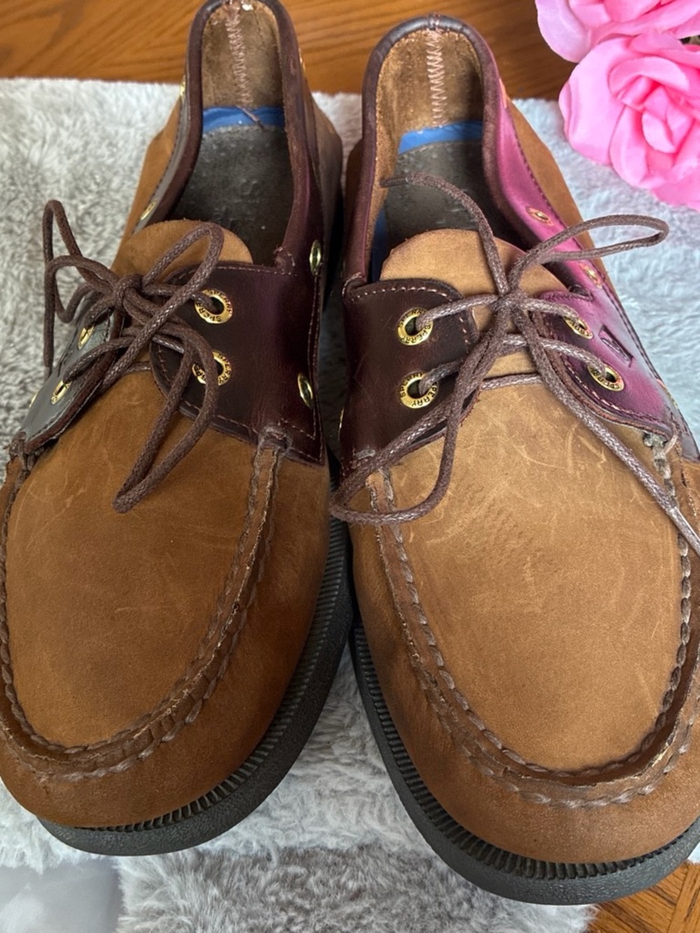 Men's Casual Brown Two-Tone Moc Toe Boat Shoes